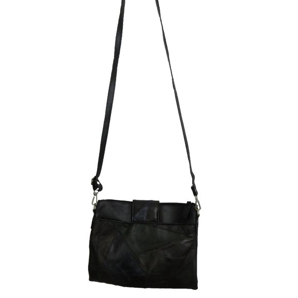 Cross Body Bag Patched Leather Outer Adjustable Strap Multiple Compartments NWOT - Picture 4 of 12